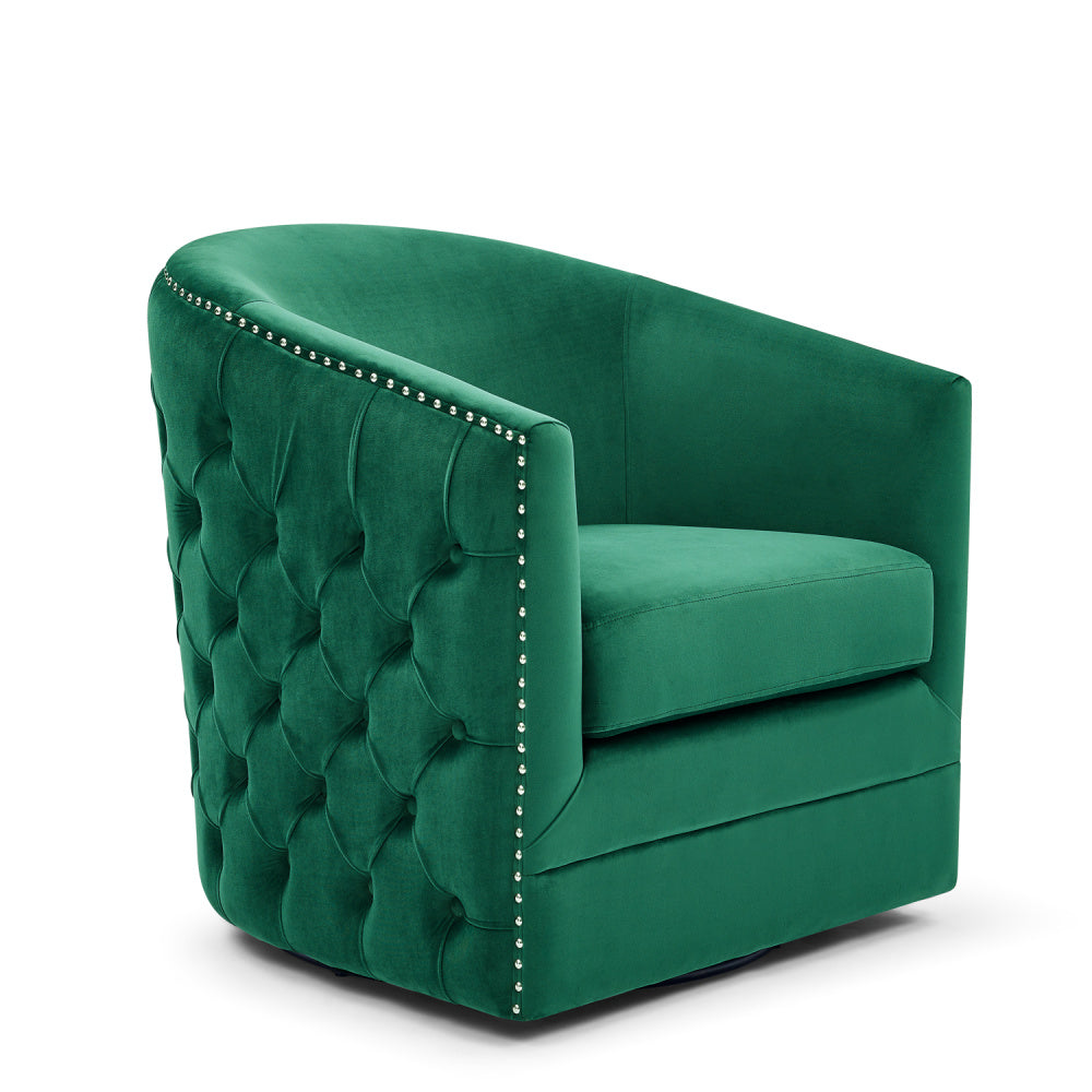 COCO 31.5&quot;W Velvet Swivel Accent Chair-Green