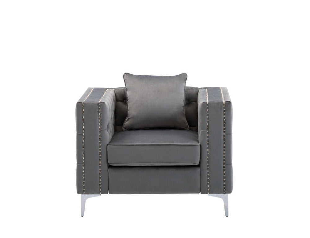 Lorreto 40&quot; Gray Velvet Chair