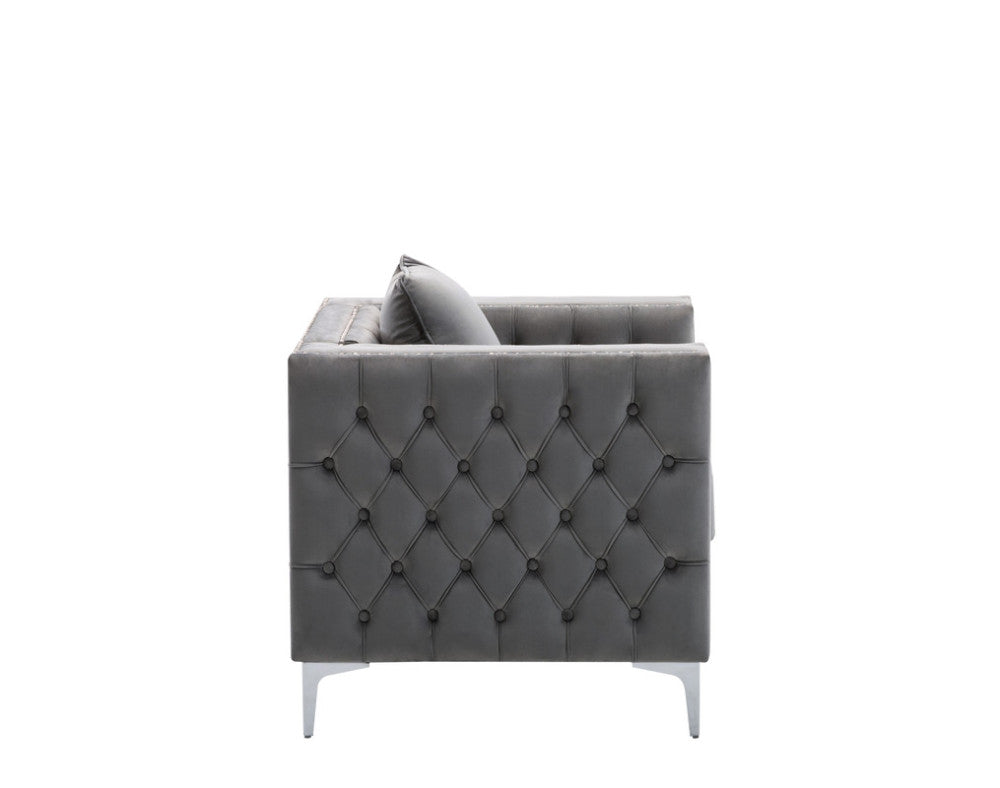 Lorreto 40&quot; Gray Velvet Chair